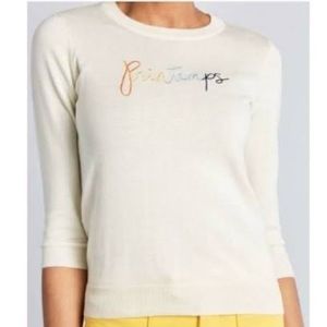 Modcloth Printemps Pullover Sweater Size XL Cream Whimsical Spring is‎ Here!